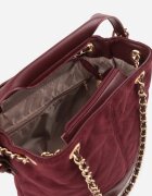 caely Geantă tip sac matlasată cu textură de piele întoarsă cu mânere tip lanț și mâner Ophimia Roșie