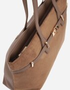 caely Geantă tip Shopper cu dungi decorative Eterno Bej