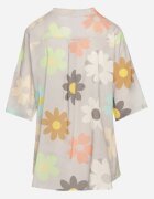  Cămașă Gri din vâscoză cu nasturi cu mânecă 3/4 și cu imprimeu floral Xebbia