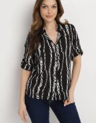  Cămașă neagră din bumbac și viscoză cu model tip lanț Zirenia