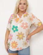  Cămașă Viscoză Bej deschisă Cu nasturi Cu mânecă 3/4 și cu imprimeu floral Xebbia