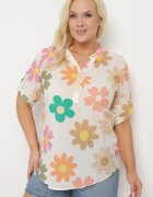  Cămașă Viscoză Bej deschisă Cu nasturi Cu mânecă 3/4 și cu imprimeu floral Xebbia