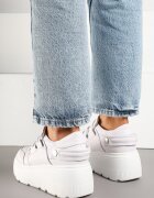 cambell Adidași albi din piele cu talpă groasă decorați cu o curea Reilana