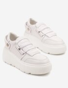 cambell Adidași albi din piele cu talpă groasă decorați cu o curea Reilana