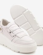 cambell Adidași albi din piele cu talpă groasă decorați cu o curea Reilana