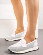 cambell Pantofi Albi din piele Mocasini Aroti
