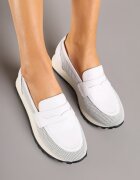 cambell Pantofi Albi din piele Mocasini Aroti