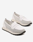 cambell Pantofi Albi din piele Mocasini Aroti