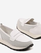 cambell Pantofi Albi din piele Mocasini Aroti