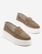 cambell Pantofi Mocasin Din piele Bej închis Cu talpă groasă Cu baretă decorativă Tellavira