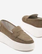 cambell Pantofi Mocasin Din piele Bej închis Cu talpă groasă Cu baretă decorativă Tellavira