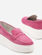 cambell Pantofi Mocasini Fucsia din Piele cu Talpă Groasă cu Baretă Decorativă Tellavira