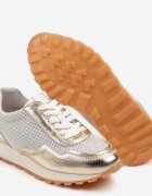 cambell Sneakers din piele Aurii cu Model Geometric Rivoiti