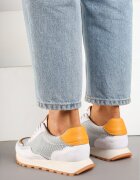 cambell Sneakersi Albi Din Piele cu Model Geometric Rivoiti