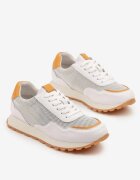 cambell Sneakersi Albi Din Piele cu Model Geometric Rivoiti