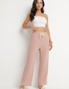 cantarana Pantaloni Roz cu croială largă cu elastic și șnur în talie Mirastra