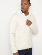  Cardigan bej cu glugă din tricot cu viscoză cu fermoar Etalitia