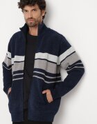  Cardigan bleumarin elegant cu lână cu croială clasică cu guler înalt Zairael