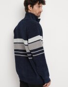  Cardigan bleumarin elegant cu lână cu croială clasică cu guler înalt Zairael