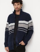  Cardigan bleumarin elegant cu lână cu croială clasică cu guler înalt Zairael