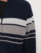  Cardigan bleumarin elegant cu lână cu croială clasică cu guler înalt Zairael