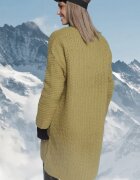  Cardigan Deschis Verde cu Țesătură Lejeră cu Buzunare Laterale Inariella