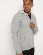  Cardigan Gri deschis cu Glugă din Tricot cu Viscoză cu Fermoar Etalitia