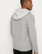  Cardigan Gri deschis cu Glugă din Tricot cu Viscoză cu Fermoar Etalitia