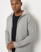  Cardigan Gri deschis cu Glugă din Tricot cu Viscoză cu Fermoar Etalitia