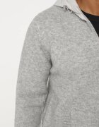  Cardigan Gri deschis cu Glugă din Tricot cu Viscoză cu Fermoar Etalitia