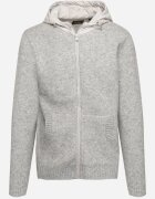  Cardigan Gri deschis cu Glugă din Tricot cu Viscoză cu Fermoar Etalitia