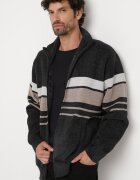  Cardigan Gri închis Elegant din Lână cu Croială Clasică cu Guler Înalt Zairael