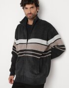  Cardigan Gri închis Elegant din Lână cu Croială Clasică cu Guler Înalt Zairael