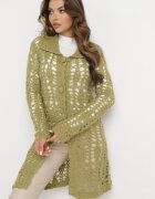  Cardigan Lung Verde Ajourat Lontoria