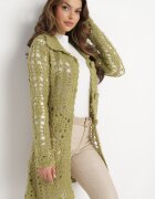  Cardigan Lung Verde Ajourat Lontoria