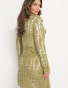  Cardigan Lung Verde Ajourat Lontoria
