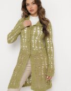  Cardigan Lung Verde Ajourat Lontoria