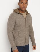  Cardigan Maro cu Glugă din Tricot cu Viscoză cu Fermoar Etalitia