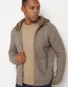  Cardigan Maro cu Glugă din Tricot cu Viscoză cu Fermoar Etalitia