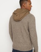  Cardigan Maro cu Glugă din Tricot cu Viscoză cu Fermoar Etalitia