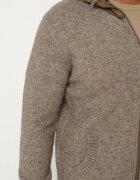  Cardigan Maro cu Glugă din Tricot cu Viscoză cu Fermoar Etalitia