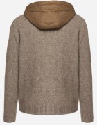  Cardigan Maro cu Glugă din Tricot cu Viscoză cu Fermoar Etalitia