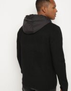  Cardigan Negru cu Glugă din Tricot cu Vâscoză cu Fermoar Etalitia