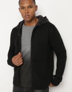  Cardigan Negru cu Glugă din Tricot cu Vâscoză cu Fermoar Etalitia