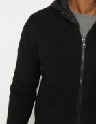  Cardigan Negru cu Glugă din Tricot cu Vâscoză cu Fermoar Etalitia