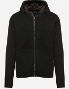  Cardigan Negru cu Glugă din Tricot cu Vâscoză cu Fermoar Etalitia