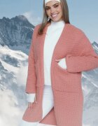  Cardigan roz deschis cu țesătură largă cu buzunare inserate Inariella