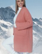  Cardigan roz deschis cu țesătură largă cu buzunare inserate Inariella