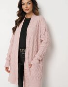  Cardigan roz lung nedesfăcut cu imprimeu Vaithnia