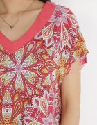 cflo Bluză Roz din Viscoză cu Decolteu Triunghiular Floral Evisia